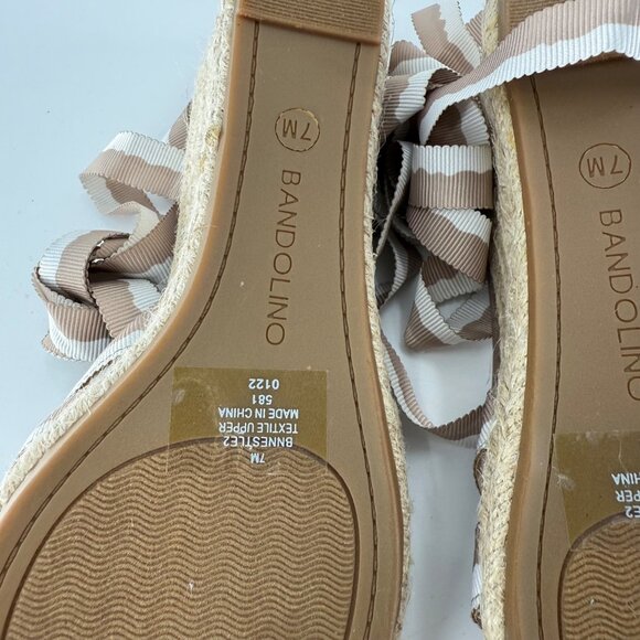 Bandolino Womens Ribbon Tie Espadrille Wedge Sandals 7M Medium Natural - Picture 3 of 9
